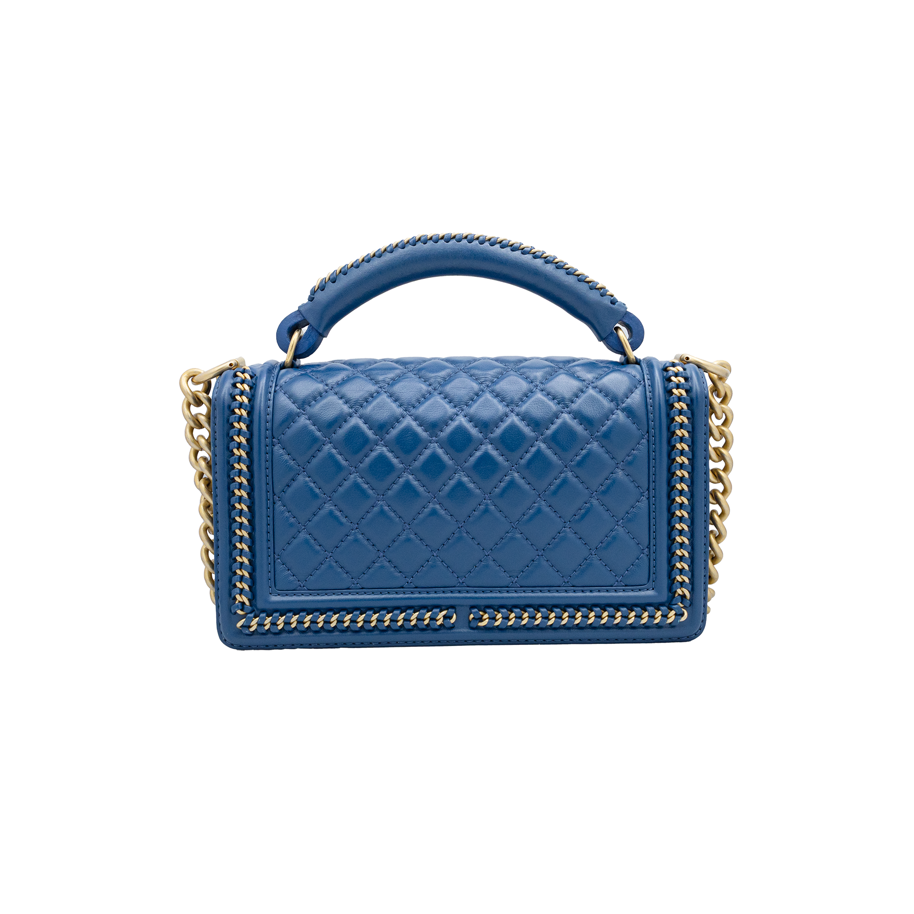 Chanel Boy Blue Quilted Chain Top Handle Bag 