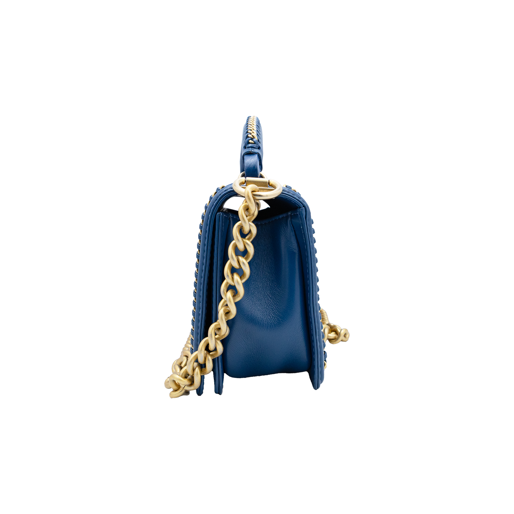 Chanel Boy Blue Quilted Chain Top Handle Bag 