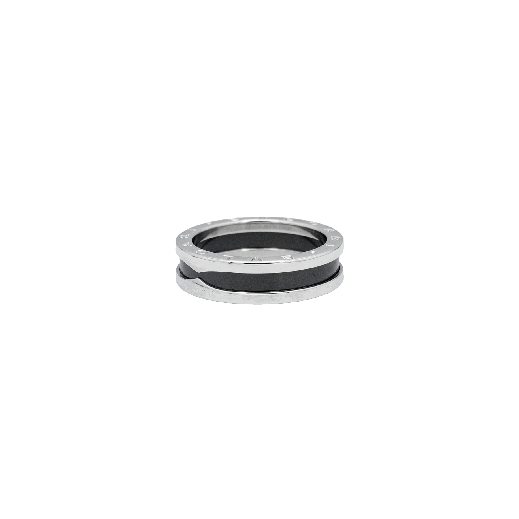 Bvlgari B.Zero1 Save The Children Sterling Silver Ring With Black Ceramic Inlay - Size 63 
