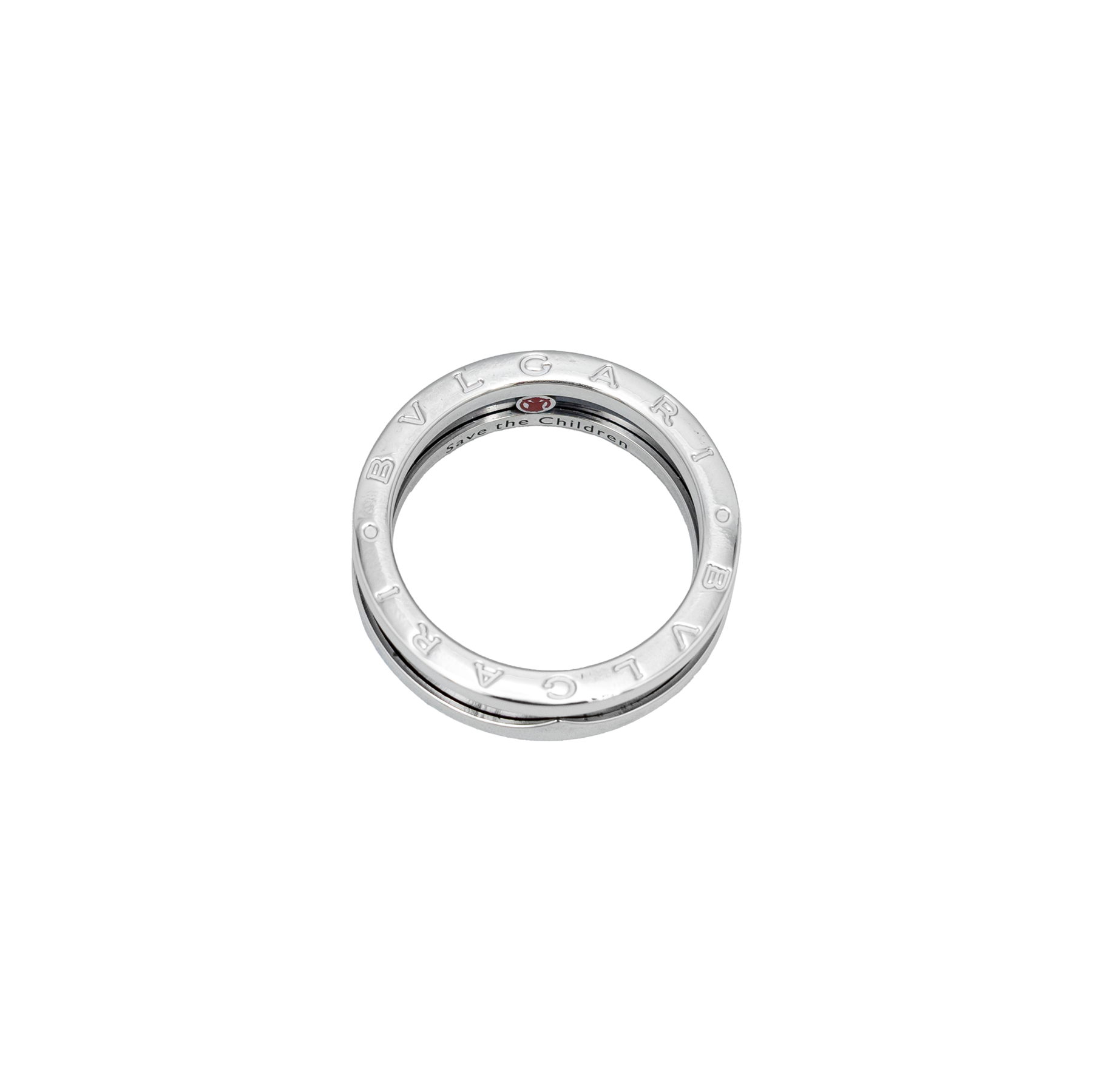 Bvlgari B.Zero1 Save The Children Sterling Silver Ring With Black Ceramic Inlay - Size 63 