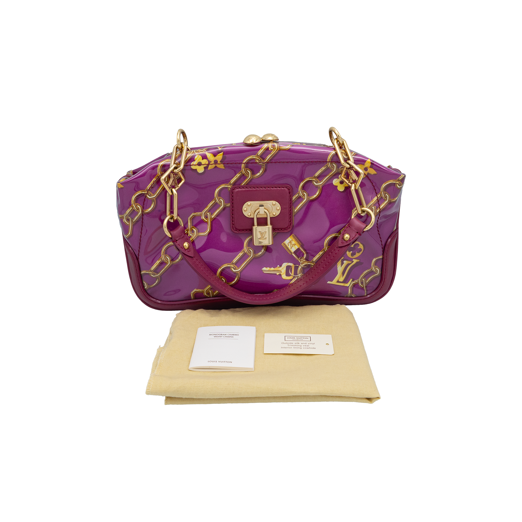 Louis Vuitton Monogram Charm Pochette Accessories in Fuscia Vinyl 