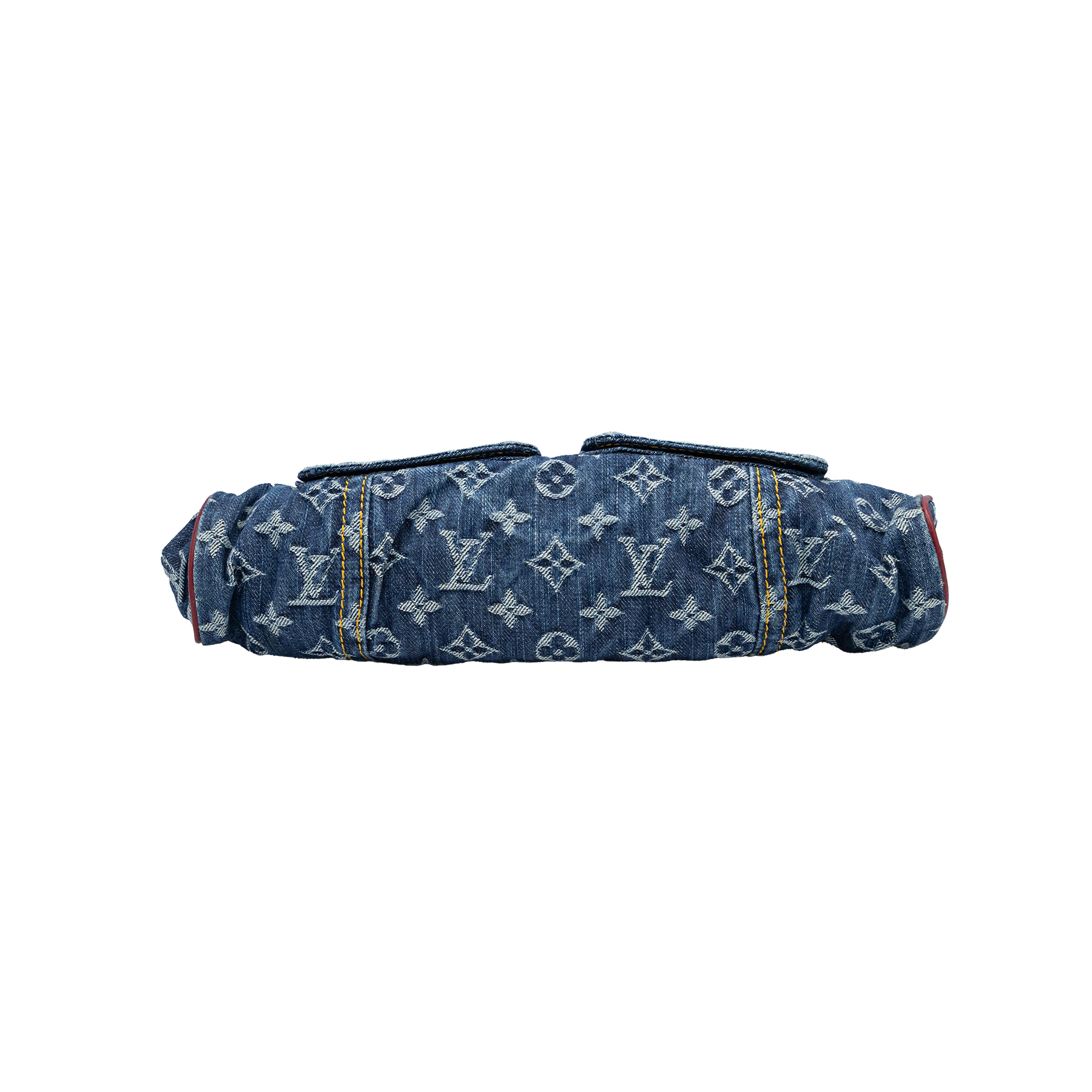 Louis Vuitton SAC Fermoir GM Blue/Red Monogram Denim & Alligator Bag 