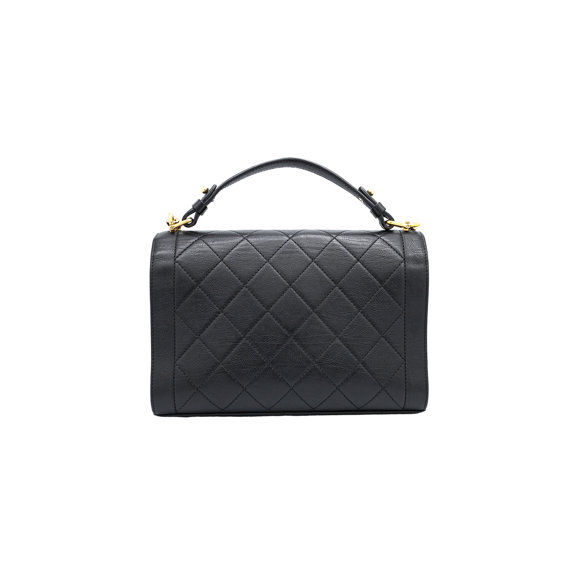 Chanel Black Quilted Leather Label Click 