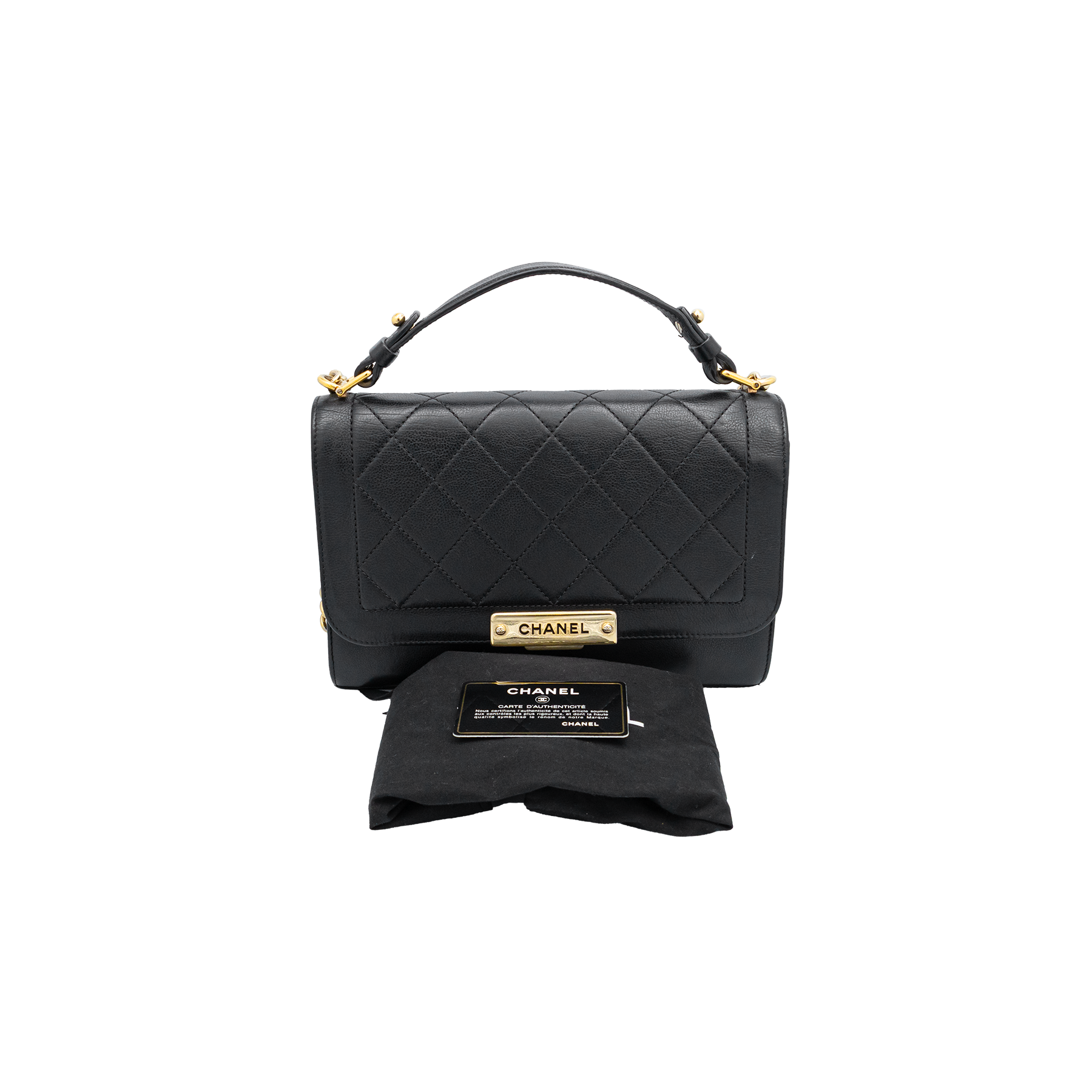 Chanel Black Quilted Leather Label Click 