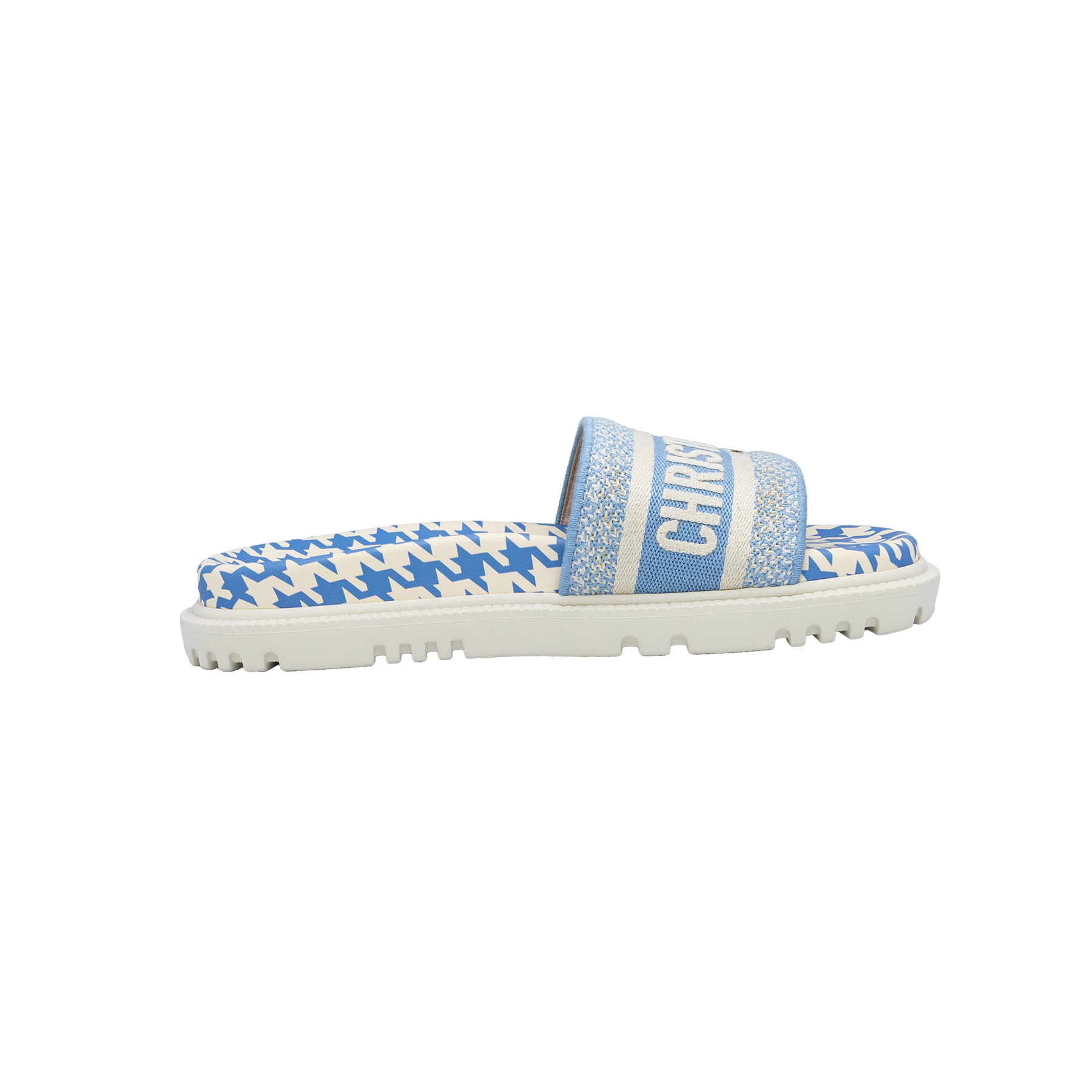 Dior Navy Blue/White Canvas Dway Flat Slides - Size 37 