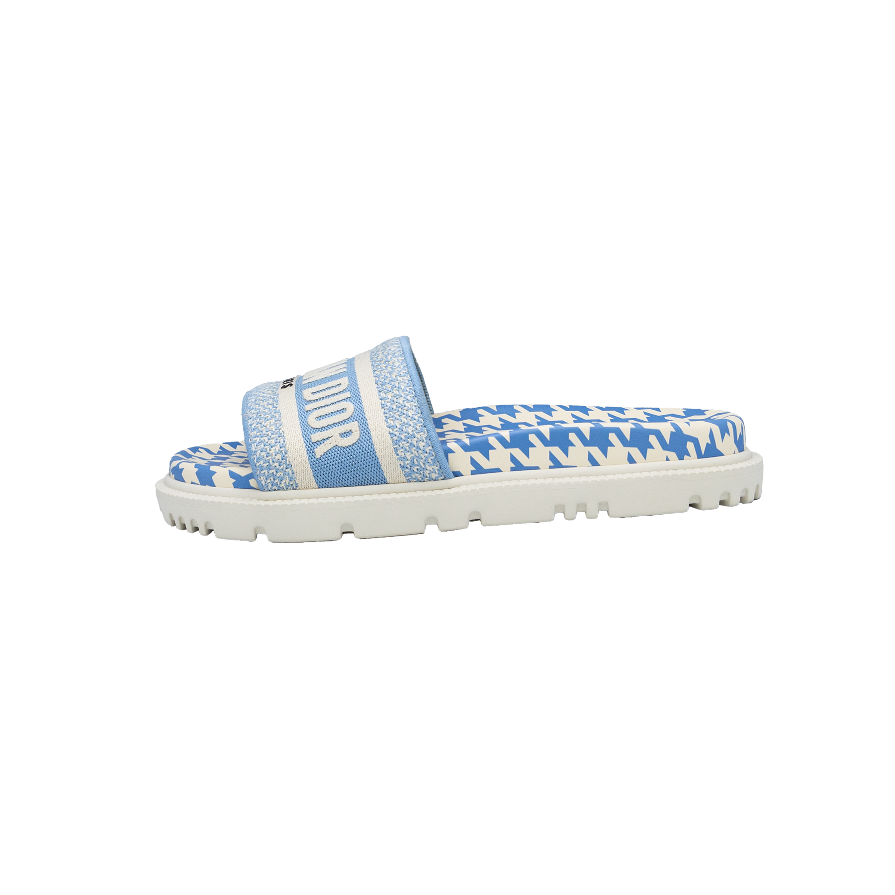 Dior Navy Blue/White Canvas Dway Flat Slides - Size 37 