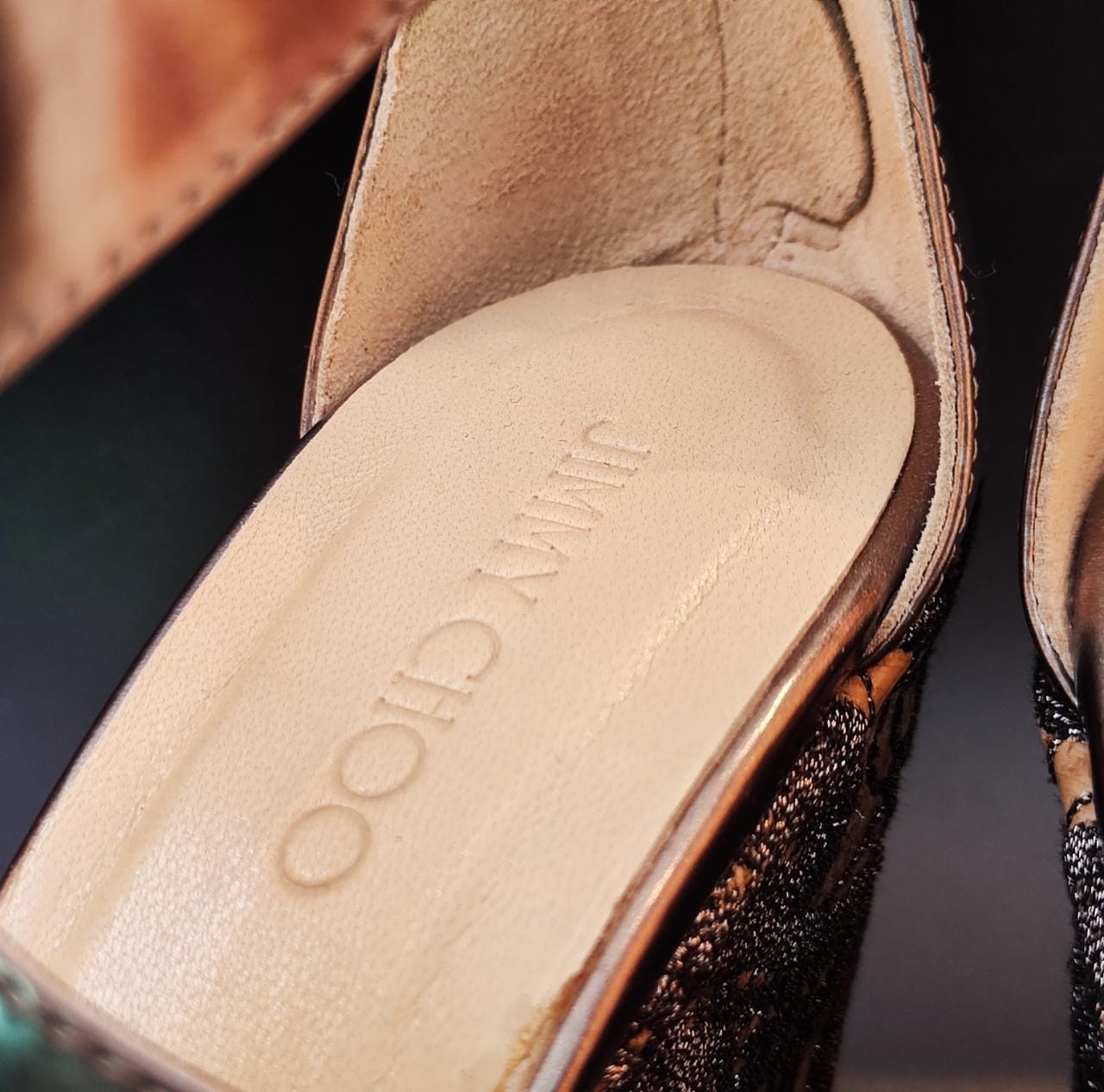 JIMMY CHOO METALLIC LEATHER CORK LACE DETAILS PARROW WEDGES SANDALS 37 My Store