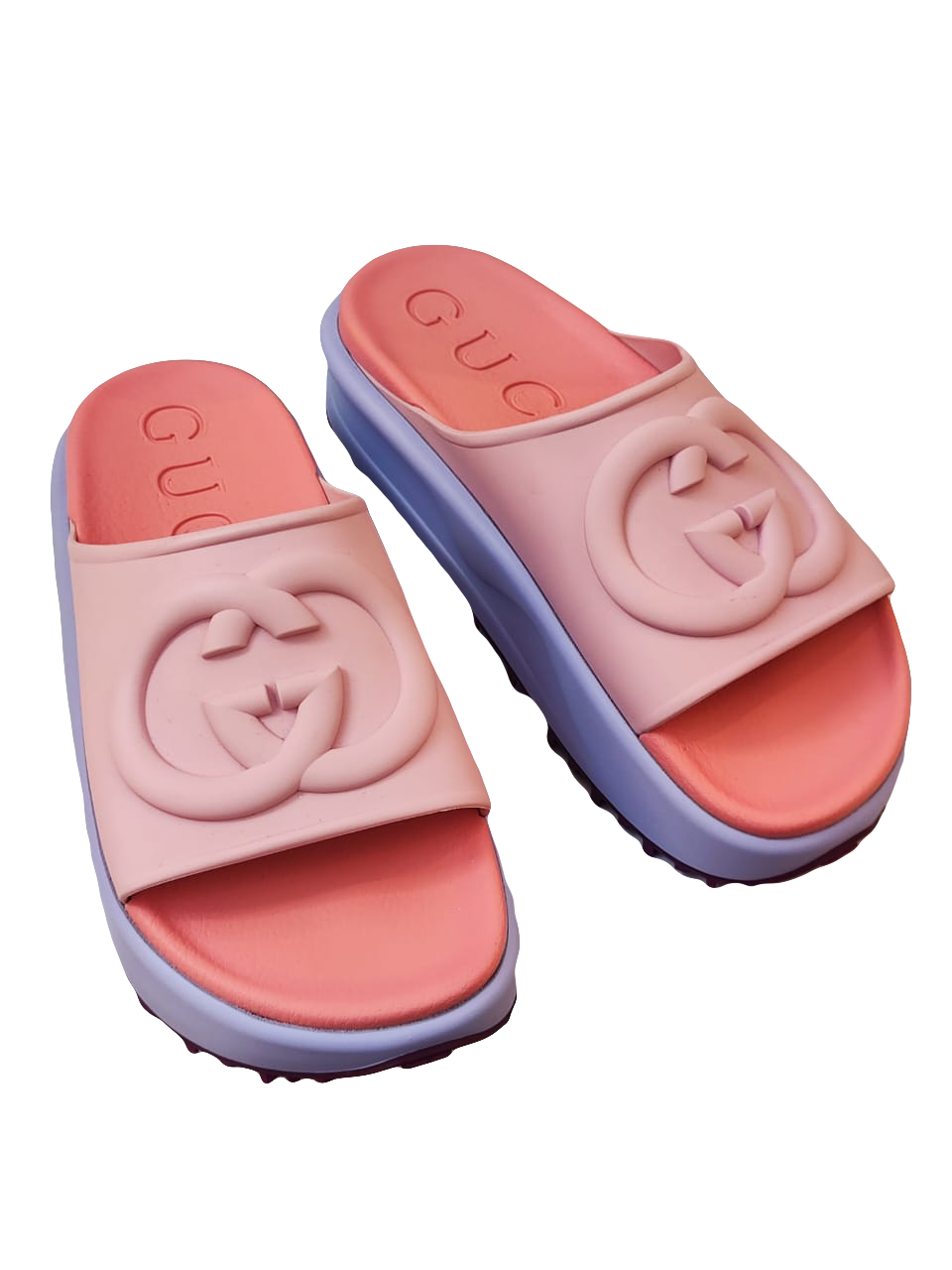 GUCCI PINK INTERLOCKING G SLIDE SANDALS 6928445 SIZE 36 My Store