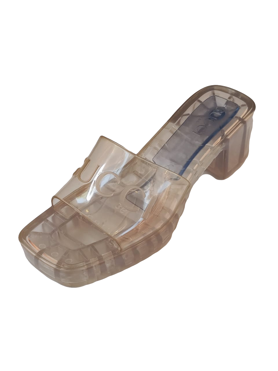 GUCCI TRANSPARENT RUBBER SLIPN ON HEELES SANDALS 36 My Store
