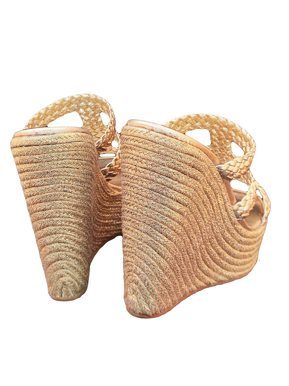 JIMMY CHOO GOLD PARODY BRAIDED LEATHER WEDGE SANDALS 38 My Store