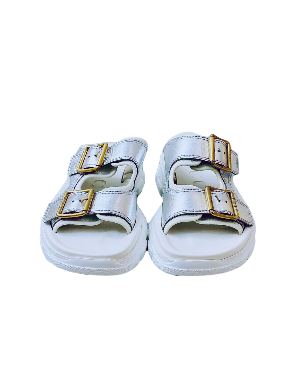 GUCCI WHITE SILVER METALLIC LEATHER PLATFORM SLIDES 36 My Store