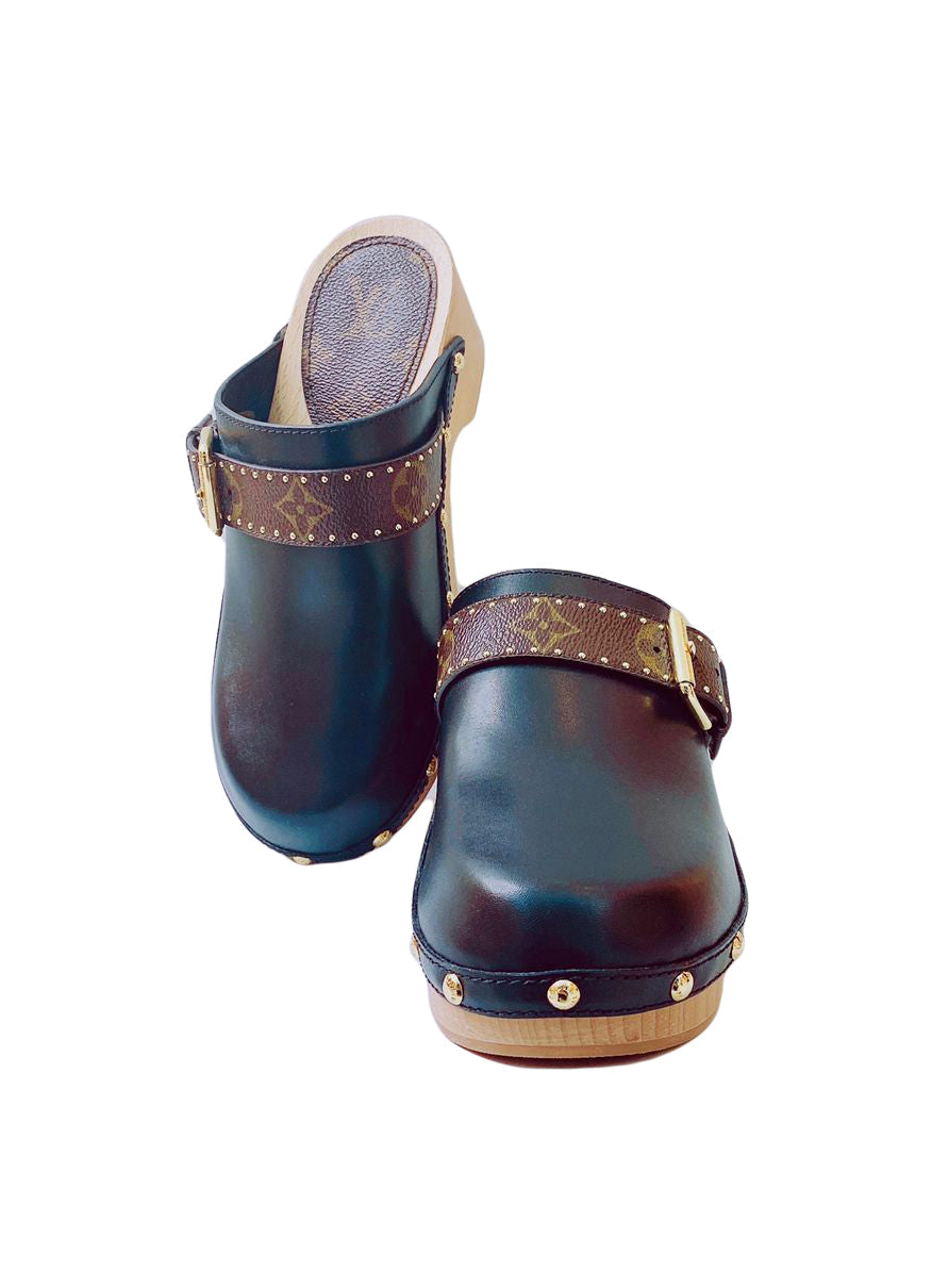 LOUIS VUITTON BLACK MONOGRAM COTTAGE CLOG MULE CL1200 SIZE 36 My Store