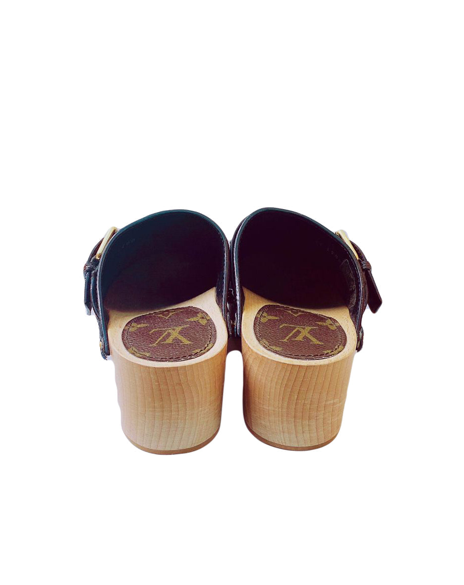 LOUIS VUITTON BLACK MONOGRAM COTTAGE CLOG MULE CL1200 SIZE 36 My Store