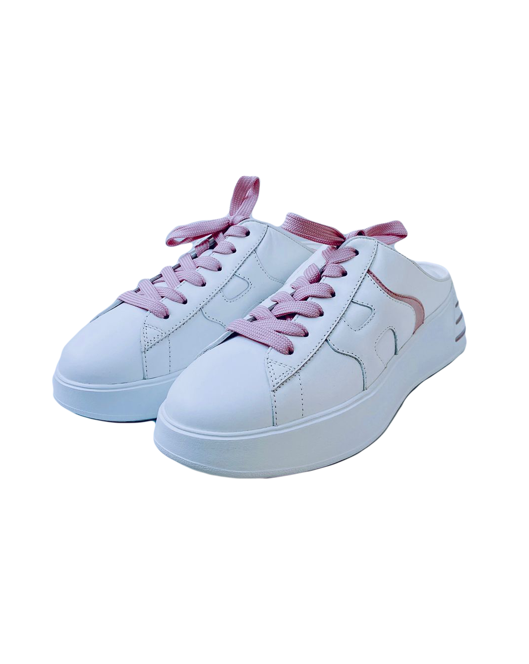 HOGAN WHITE PINK LACE PANELLED SLIP ON SNEAKERS 36.5 My Store