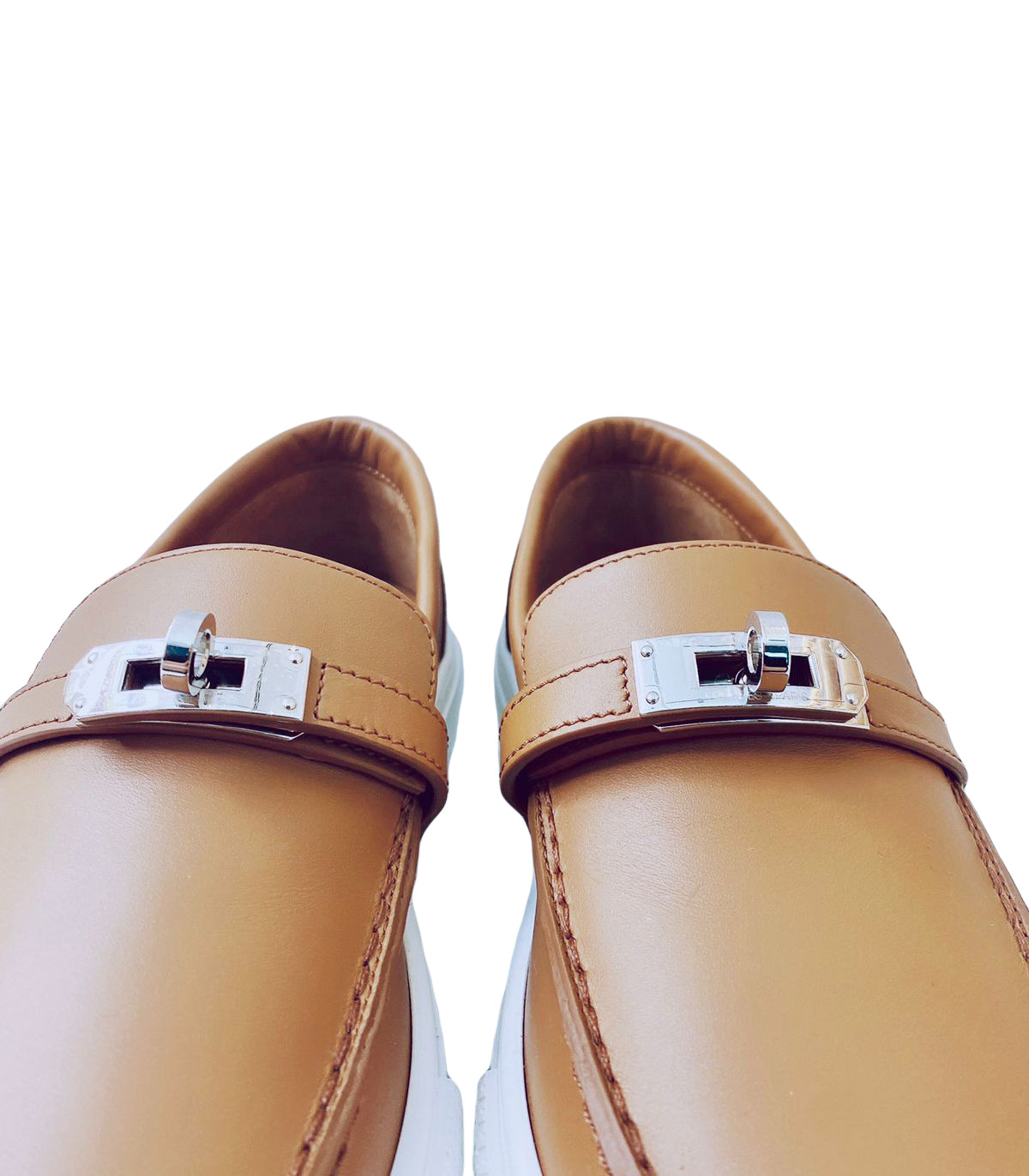 HERMES NATURAL LEATHER GAME SLIP-ON SNEAKERS 36.5 My Store